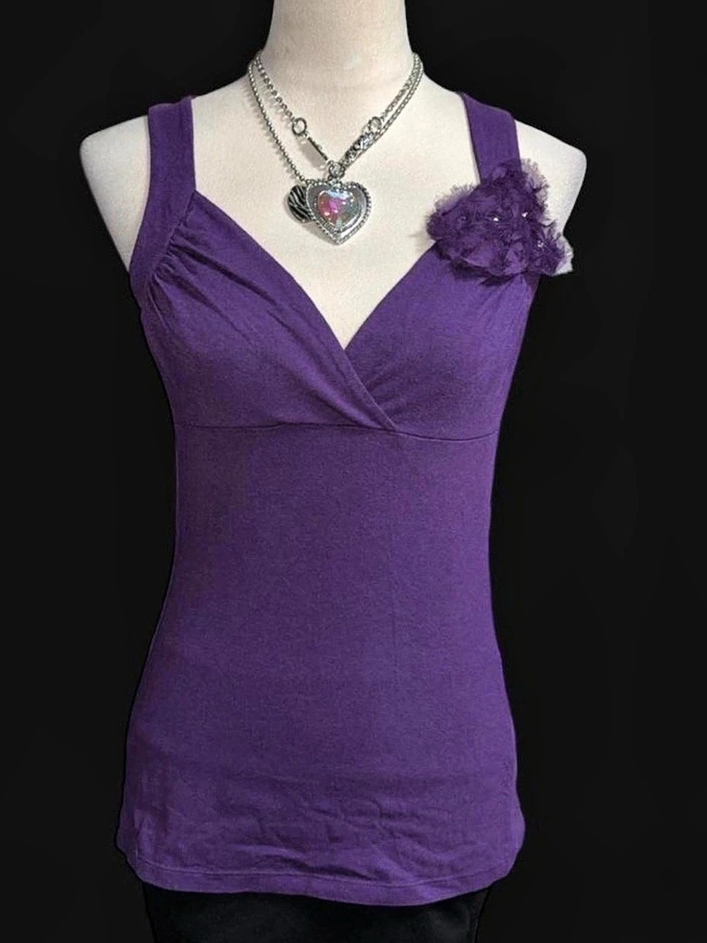 Express Purple Ruched Tank Top floral blouse